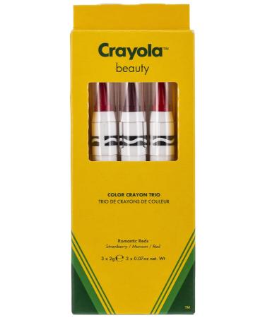 Crayola Beauty Lip & Cheek Crayon Trio - 2-in-1 Lipstick & Blush - Silky Smooth Romantic Reds - 3 Shades 0.07 Ounce Each - Buy Online on GoSupps.com