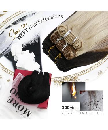 Moresoo Double Weft Sew in Human Hair Extensions - Natural Black 16 Inch #1B - Buy Online on GoSupps.com