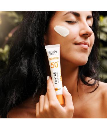 Victoria Beauty Sun Kiss SPF 50 Sunscreen for Face - Face Suncream and Facial Moisturiser with Niacinamide Hyaluronic Acid and Green Tea 40ml - Buy Online on GoSupps.com