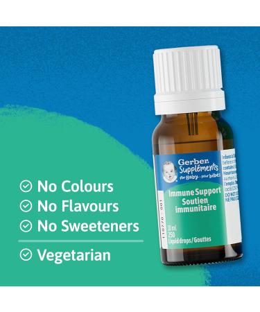 Gerber Supplements for Baby Immune Support 0-3 Years Supports Immune System & Gastrointestinal Health Vegetarian Gluten-Free No Colours Flavours or Sweeteners Drops - Buy Online on GoSupps.com