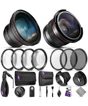 58mm Altura Photo Professional Accessory Kit for Canon EOS Rebel T8i T7i T7 T6i T6 SL3 DSLR  Wide Angle & Fisheye Lens, Filter Kit (Macro Close-Up Set, UV, CPL, ND4) & More Accessories Standard Packaging