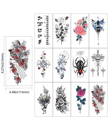 Konsait 24 Sheets Large Temporary Tattoos - Big Flowers Tribal Totem Design - Body Stickers for Men and Women - Buy Online on GoSupps.com