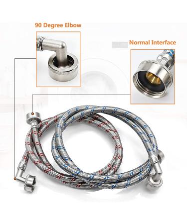 Cenipar 6ft Premium Stainless Steel Washing Machine Hoses (2 Pack) - 90 Degree Elbow, Burst Proof, Red & Blue Striped - Water Inlet Supply Lines - Buy Online on GoSupps.com