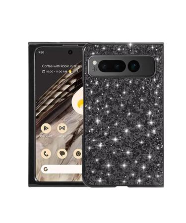 Tivenfezk nadoli glitter case for Google Pixel fold black glossy sparkling bling galvanisier frame ultra -thin shockproof back pocket cell phone case protective cover
