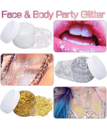 3Pcs Holographic Body Glitter Gel with 3 Makeup Brushes 50ml Mermaid Sequins Sparkling Liquid Eyeshadow Sequins Glitter for Face Body Eye Hair DIY Art Festival Party Makeup Decoration - Buy Online on GoSupps.com