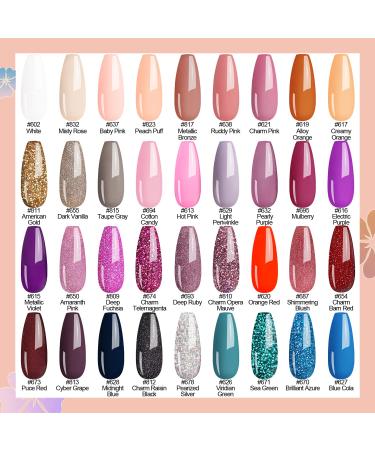 Lavender Violets 42 Pcs Gel Nail Polish Kit Set - 36 Colors + 6 Base Top Coat - Glossy Matte & Glow in the Dark - Nail Art C952 Winter Leaves - Buy Online on GoSupps.com