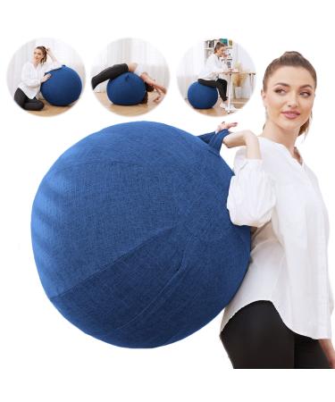 TokSay Exercise Ball Chair with Fabric Cover(25IN / 65CM), Pilates Yoga Ball Chair for Home Office Desk, Pregnancy Ball & Balance Ball Seat to Relieve Back Pain, Improve Posture, Birthing Ball for Pregnancy Blue