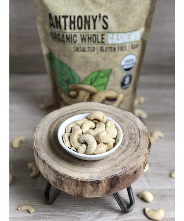 Anthony's Organic Whole Cashews 1 lb - Raw, Unsalted & Gluten Free - Buy Online on GoSupps.com