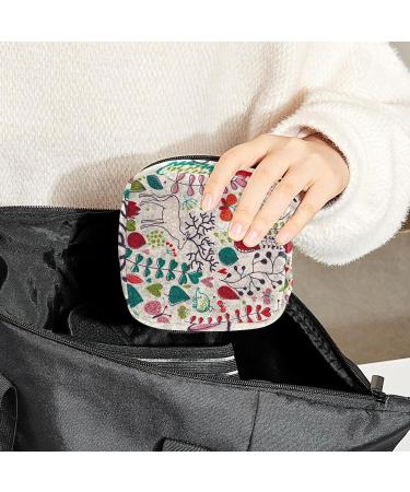 GIAPB Period Bag - Vintage Flowers Deer Color5096 | Sanitary Napkin Storage & Travel Makeup Pouch - Buy Online on GoSupps.com