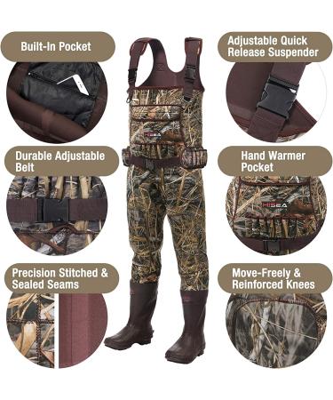 HISEA Neoprene Chest Waders for Men - 600G Insulated Boot, Waterproof Camo Fishing Waders - Size 12 - Buy Online on GoSupps.com