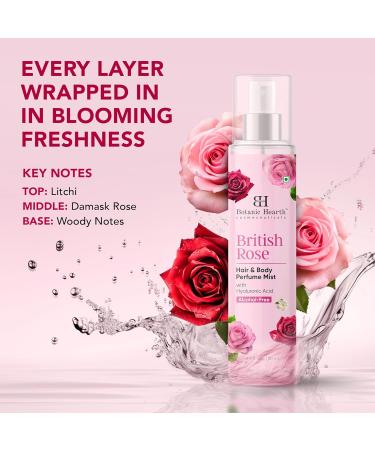 Botanic Hearth British Rose Hair Perfume & Body Mist Alcohol-Free Clean Fragrance Hair Spray - British rose scent - 3.4 Fl Oz - Buy Online on GoSupps.com