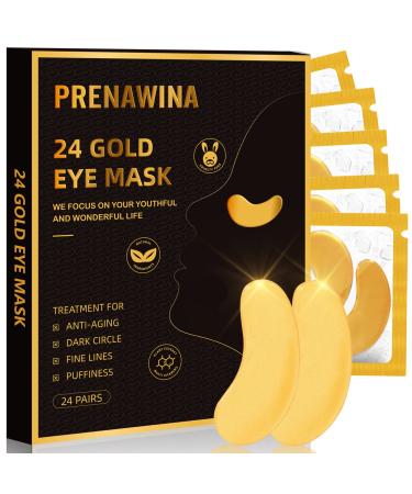 Under Eye Patches for Puffy Eyes Treatment 24 Pairs, 24K Gold Under Eye Masks for Dark Circles and Puffiness, Eye Gel Pads w/Collagen, Hyaluronic Acid, Rose Essence, Vitamins for Eye Bags Treatment