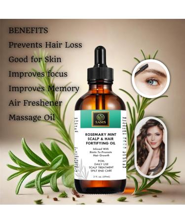 SAMS Rosemary Mint Hair Growth Oil - Organic Scalp Treatment for Fast Hair Growth | Strengthens & Nourishes Prevents Breakage 2 fl oz - Buy Online on GoSupps.com