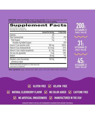 Airborne Elderberry & Zinc Gummies - 130 Count | Immune Support Vitamins - Buy Online on GoSupps.com