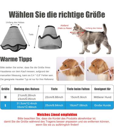 Lollanda Rescue Dog Lick Protection Collar | Adjustable Soft Elizabethan Recovery Collar for Dogs | Anti-Bite Medical Collar - Gray (L) - Buy Online on GoSupps.com