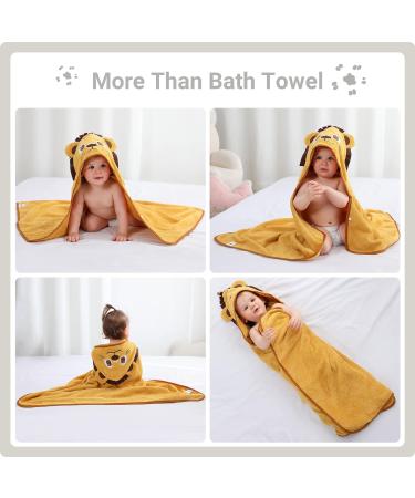 COOKY.D Bamboo Lion Baby Hooded Bath Towel 75x100cm - Toddler Wearable Blanket for Boys and Girls - Buy Online on GoSupps.com