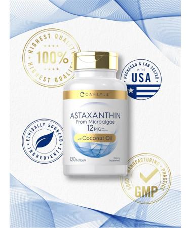 Buy Carlyle Astaxanthin 12mg Softgels - 120 Count | Non-GMO Gluten Free Microalgae Supplement with Coconut Oil | International Shipping Available - Buy Online on GoSupps.com