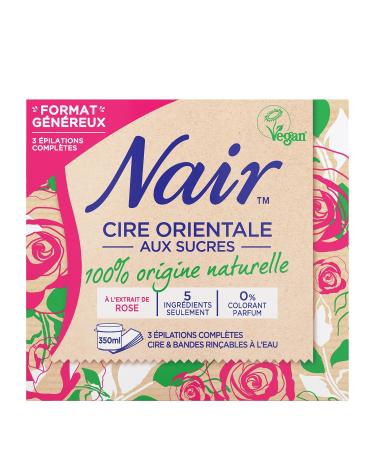 Nair Oriental Wax with Rose Extract - 100% Natural Dye-Free Reusable Strips 350ml - Ideal for Smooth Skin - Buy Online on GoSupps.com