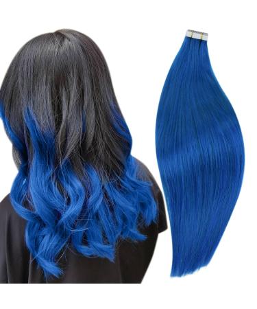 Runature tape extensions real hair blue 45cm hair extensions tape in extensions real hair invisible real hair extensions tape blue 10 pieces 25g hair extension color #blau 45cm tp #blue - Buy Online on GoSupps.com