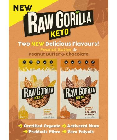  Raw Gorilla Raw Gorilla Organic Keto Peanut Butter Granola 1 x 250g Pack | Low Sugar Vegan No Added Sugar Low Carb 6g Net Carbs Breakfast Cereal - Buy Online on GoSupps.com