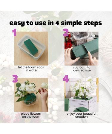 Floral Foam Blocks (4 Bricks) - Green Wet Florist Foam for Fresh and Artificial Flowers - 8.8x4.1x2.7 Size for Arts and Crafts - Buy Online on GoSupps.com