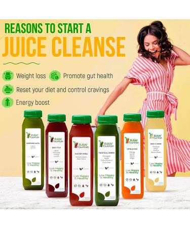 3-Day Juice Cleanse by Raw Fountain | Tropical Flavors | All Natural Cold Pressed Juices | Detox Cleanse | 18 Bottles 12oz | with 3 Bonus Ginger Shots - Buy Online on GoSupps.com