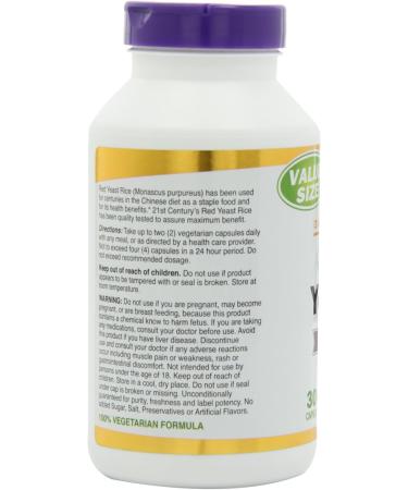 21st Century Red Yeast Rice Extract Veg Capsules 300 Count - Buy Online on GoSupps.com