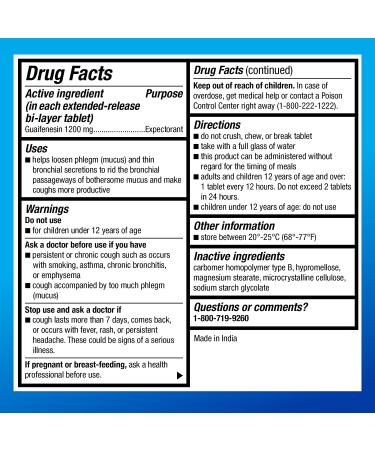 Amazon Basic Care Guaifenesin 1200mg Extended-Release Tablets - 42 Count Pack - Chest Congestion and Mucus Relief - Max Strength Formula - Buy Online on GoSupps.com