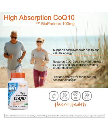 Doctor's Best High Absorption CoQ10 100mg with BioPerine - 60 Veggie Caps for Optimal Heart Health - Buy Online on GoSupps.com