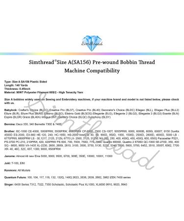 Simthread 144pcs Black 90wt Prewound Bobbins Thread Size A Class 15 for Brother Babylock Embroidery Sewing Machine - Black - Buy Online on GoSupps.com