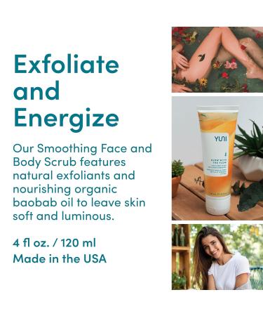 YUNI Beauty Face & Body Scrub - Glow with the Flow Exfoliating Wash (4oz) for Glowing Skin | All Natural Paraben-Free Cruelty-Free Exfoliator for Dry Dull Skin - Buy Online on GoSupps.com
