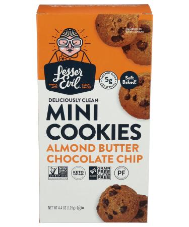 Lesserevil, Cookies Grain Free Mini Almond Butter Chocolate Chip, 4.4 Ounce