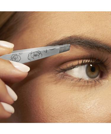 Tweezerman Studio Collection Stainless Steel Regency Finish Slant Tweezers - High Definition Brows - Buy Online on GoSupps.com