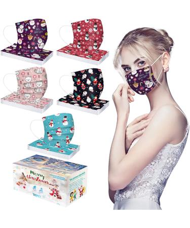 Honian 50PC Christmas Disposable Face_Mask for Adults Women Men with Winter Cute Colored Design Holiday Theme 3ply Breathable (#26) - Buy Online on GoSupps.com