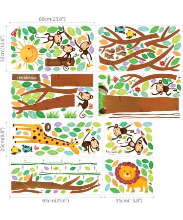 DECOWALL Monkey Tree Growth Chart Wall Decals - Jungle Animals Height Chart Stickers for Kids Room Nursery Decor - Buy Online on GoSupps.com