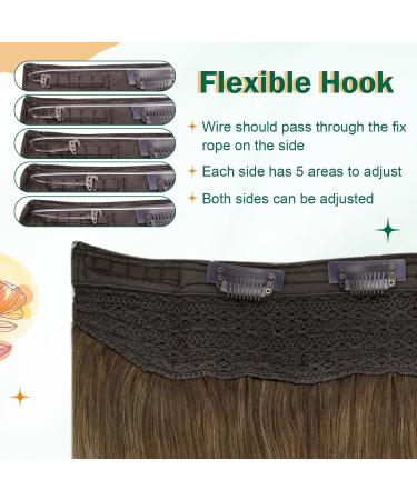 Easyouth Brown to Blonde Balayage Wire Hair Extensions 20 Inch 100g - Real Human Hair Ombre Fish Line Extensions #3/8/22 - Buy Online on GoSupps.com