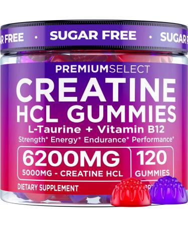 Creatine HCL Gummies for Women & Men - 120 Gummies 6200mg HCL Creatine Chews Advanced Complex with L-Taurine + Vitamin B12 for Muscle Strength, Energy Boost & Booty Gain Gummy - Mixed Berry Flavor