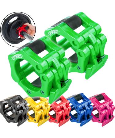 CPSports Olympia quick release 50 mm for barbell bars clamp closure quick and safe 1 pair GREEN - Buy Online on GoSupps.com