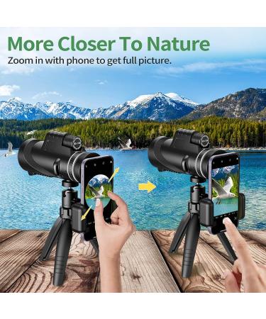 80x100 HD Monocular Telescope - Dawdory High Power Monocular with Smartphone Adapter & Tripod - Night Vision for Hunting, Star Watching, Bird Watching - Ideal for Wildlife, Camping, Hiking - Black - Buy Online on GoSupps.com