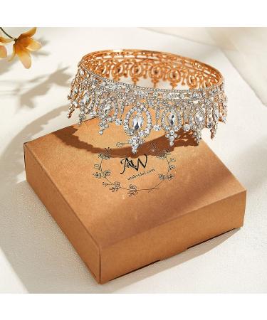 AW BRIDAL Gold Wedding Tiaras & Crowns for Women | Elegant Bridal Headpiece - Buy Online on GoSupps.com