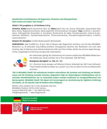 Megamax Protein Strawberry 5 kg | Low Carb & Aspartame-Free | Ideal for Muscle Building & Baking | High-Quality Protein Powder with Amino Acids - Buy Online on GoSupps.com