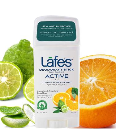 Lafe's Natural Deodorant Stick - Aluminum Free, Paraben Free, 24-Hour Citrus & Bergamot Protection - 2.25oz for Men & Women - Buy Online on GoSupps.com