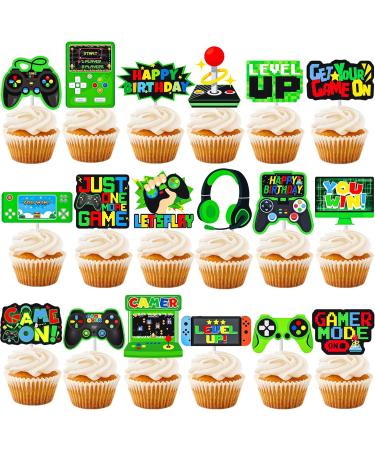 umoni 36Pcs Game Party Cupcake Toppers Video Game Cupcake Picks Game Console Birthday Party Decoration Game On Cake Decorations for Game Theme Baby Shower Supplies(Green) - Buy Online on GoSupps.com