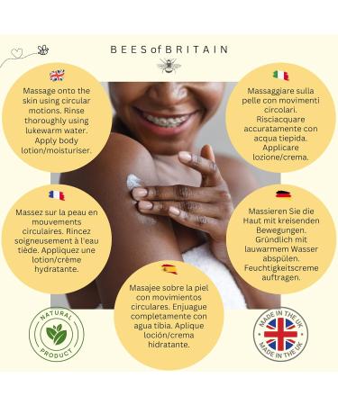 99% Natural Gentle Body Peeling Milk with Honey & Lavender - 150ml | PH 5.5 Ground Olive Stones | Bees of Britain - Support Bee Conservation - Buy Online on GoSupps.com
