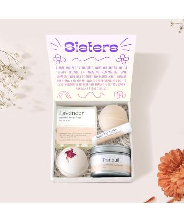 Dear Ava Spa Gifts for Women - Organic Self Care luxury Anti Stress Relaxing Bath and Body Kit Set Basket Box for Her with Heartfelt Card - Birthday Holiday Gift for Sister