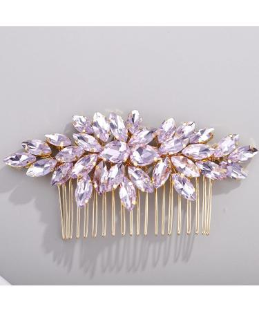 Chargances Lavender Crystal Bridal Hair Comb - Handmade Rhinestone Hair Clip for Bride, Wedding, Prom - Fashion Hair Accessory - Buy Online on GoSupps.com