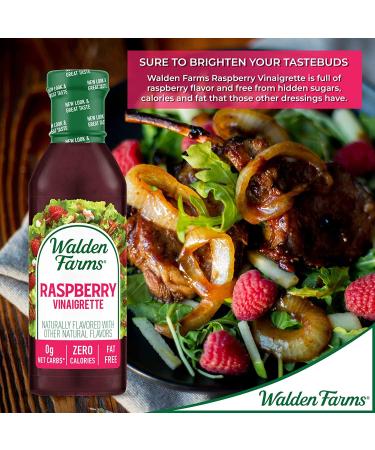 Walden Farms Raspberry Vinaigrette Dressing 12 oz (Pack of 2) - Sugar Free, 0g Net Carbs, Kosher Certified - Perfect for Salads, Pizza, Vegetables & Cocktails - Buy Online on GoSupps.com