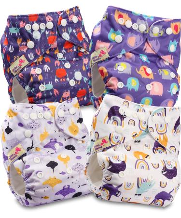 Littles and Bloomz Baby Reusable Pocket Nappy Cloth Diaper Standard Popper 4 Nappies FLP2-0404 - Buy Online on GoSupps.com