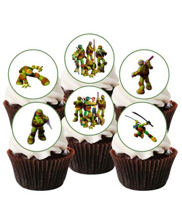 Ninja Turtle Cupcake Toppers PRECUT Optional #2 Edible Ninja Turtle Cake Topper Ninja Turtles Birthday Decorations Ninja Turtle Cake Toppers Ninja Cake Decorations Ninja Turtle Party (PRECUT 12) 12 PRECUT