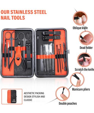 Nail Clippers Gifts For Men Women & Travel Essentials. Manicure Set With Nail Files Nail Scissors Cuticle Remover Nail Kit. Nail Clippers For Tick Nails & Pedicure Sets For Feet. 18pc Nail Set. - Buy Online on GoSupps.com
